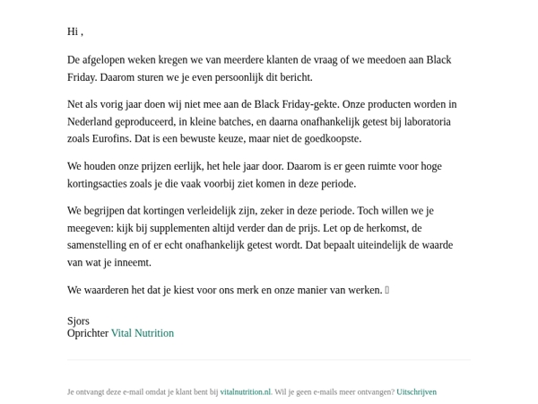 Black Friday bij Vital Nutrition? 👀