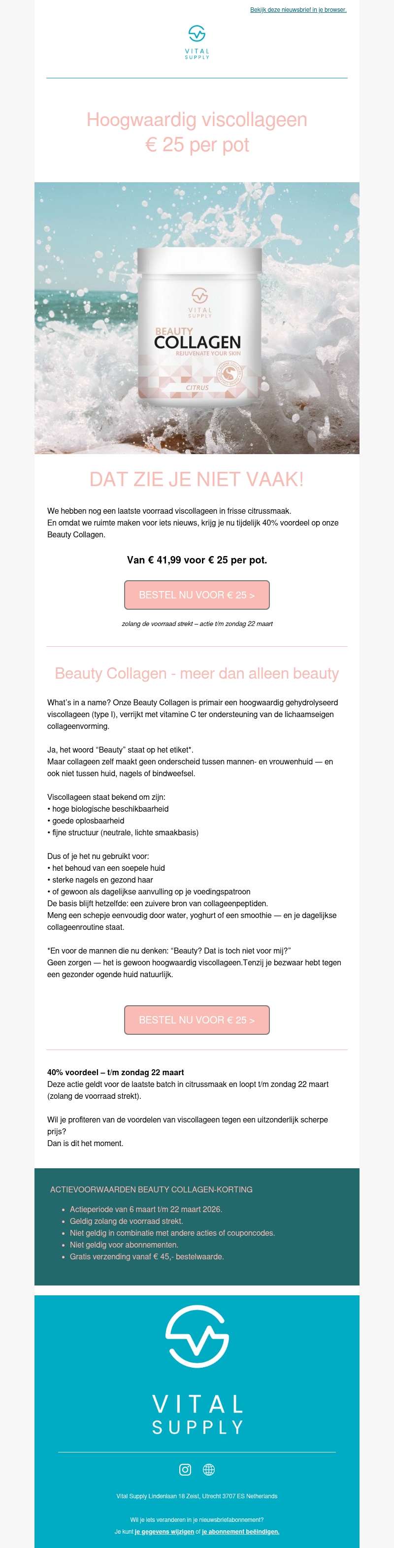 Tijdelijk: 40% voordeel op hoogwaardig viscollageen🐟 Tijdelijk: 40% voordeel op hoogwaardig viscollageen🐟