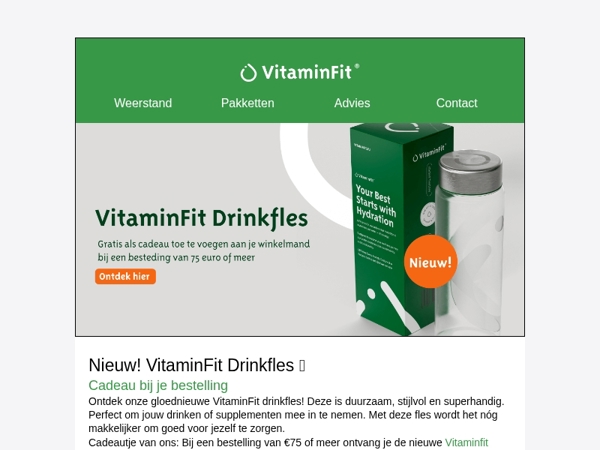 🎁 Nieuw: Gratis duurzame VitaminFit drinkfles bij je bestelling!