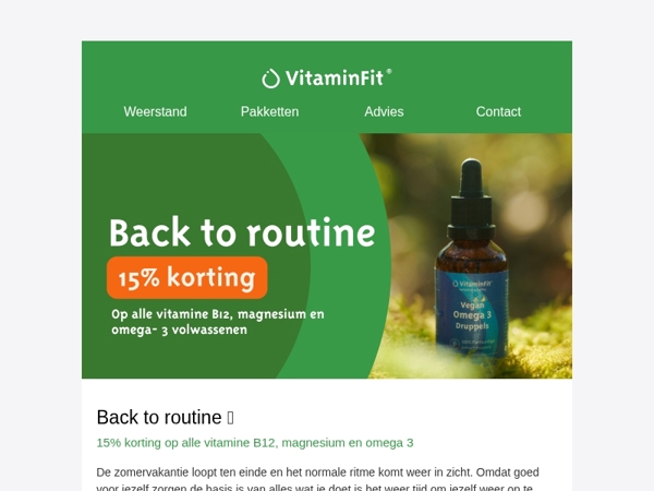 15% back to routine actie 🌿