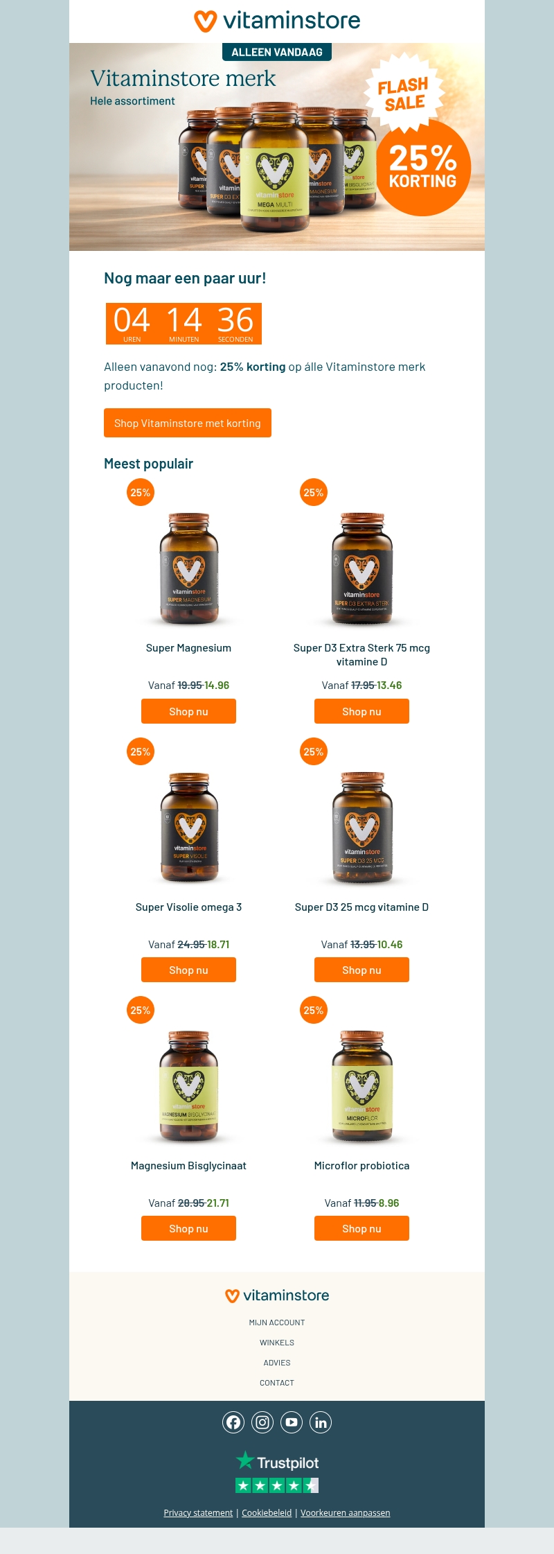 ALLEEN VANAVOND - Vitaminstore merk 25% korting ALLEEN VANAVOND - Vitaminstore merk 25% korting