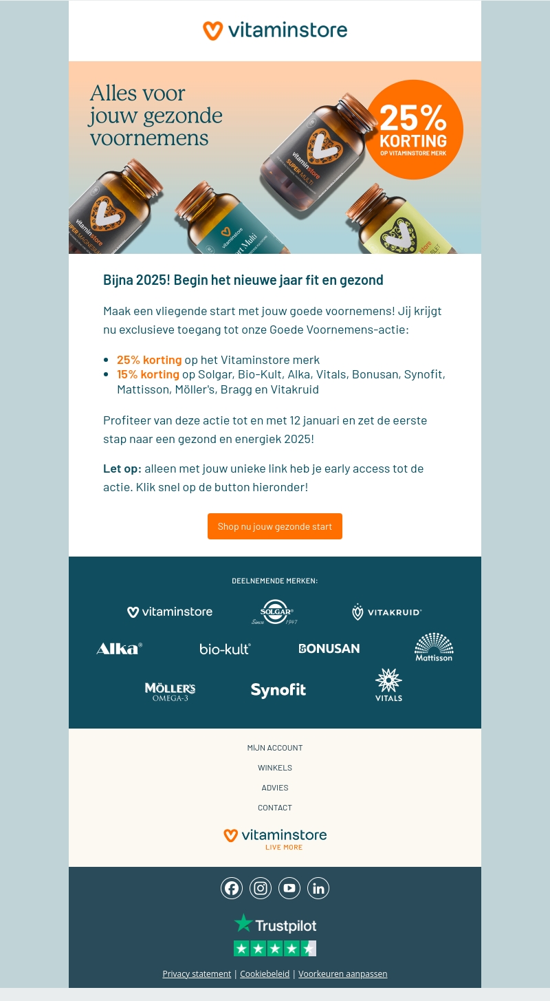 Goede voornemens? Begin nu al met tot 25% korting! Goede voornemens? Begin nu al met tot 25% korting!