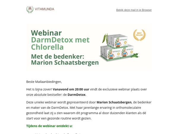 Vanavond: DarmDetox Webinar met Marion Schaatsbergen 🌿