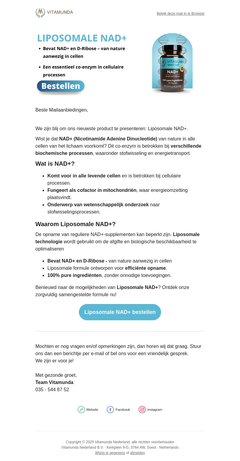 Nieuw Product: Liposomale NAD+ Nieuw Product: Liposomale NAD+