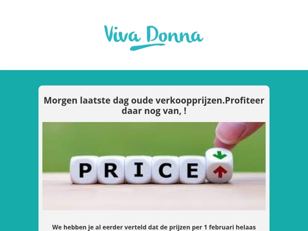 Morgen is de laatste dag om je producten voor de oude prijs te kopen!!