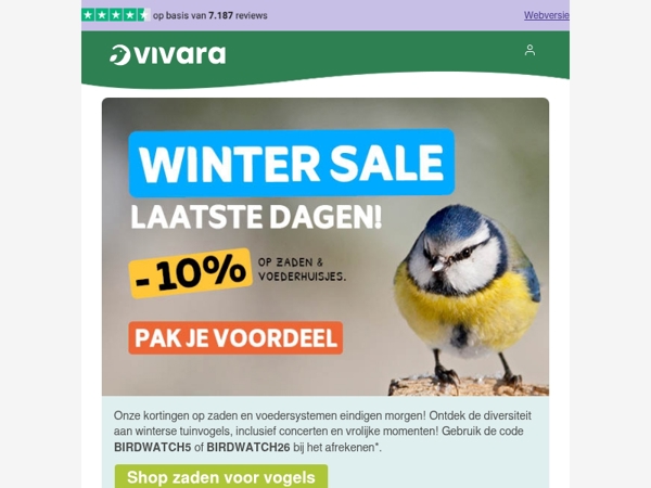 🔔Laatste dagen: 10% korting op vogelvoer