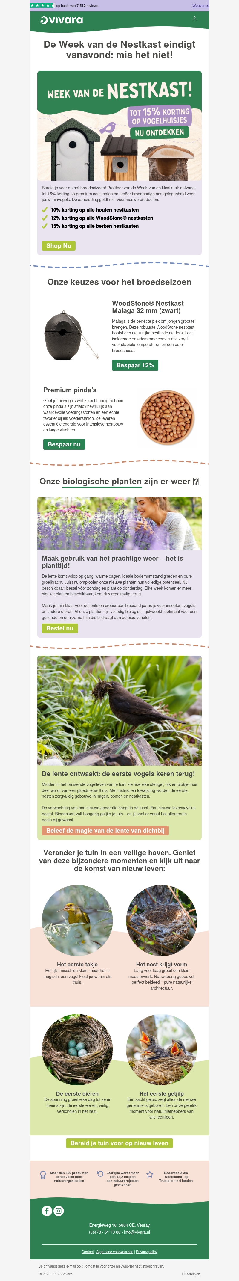 ๐ฆ Laatste kans: 15% korting op nestkasten ๐ฆ Laatste kans: 15% korting op nestkasten