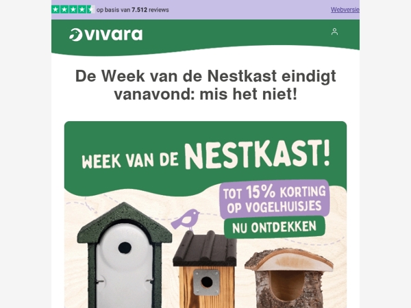 🐦 Laatste kans: 15% korting op nestkasten
