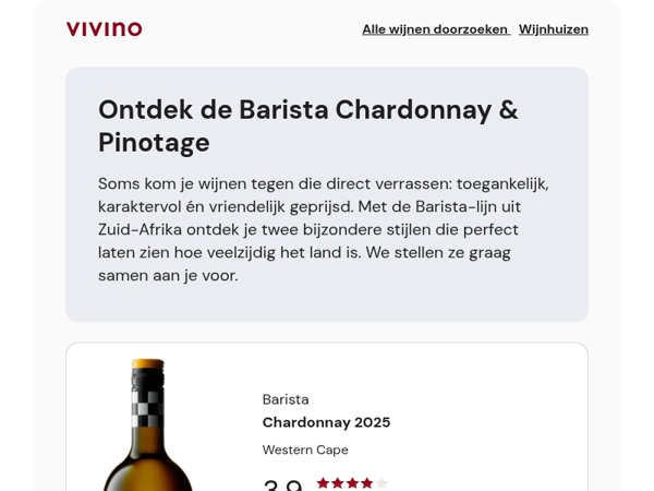Ontdek de Barista Chardonnay & Pinotage