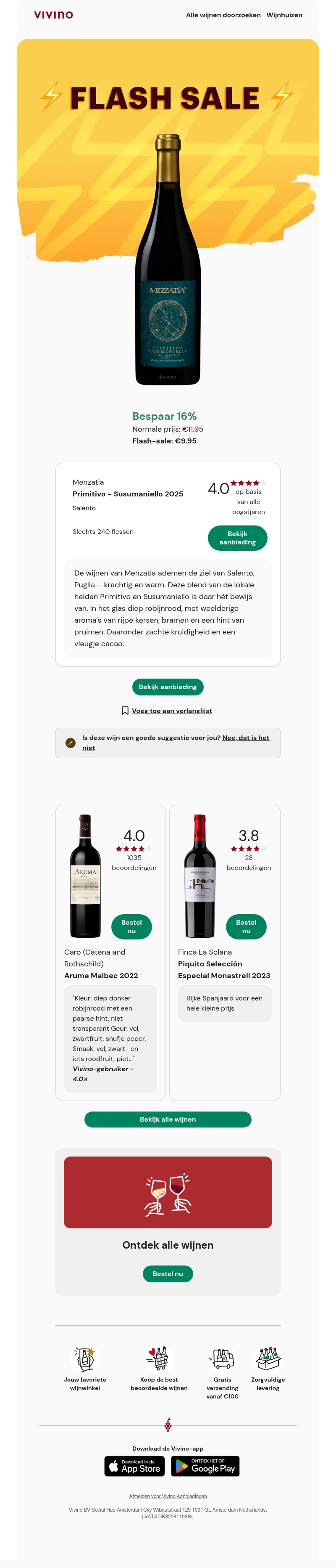 ⚡ Dag-deal: Sublieme en zwoele Primitivo-Susumaniello uit Salento ⚡ Dag-deal: Sublieme en zwoele Primitivo-Susumaniello uit Salento