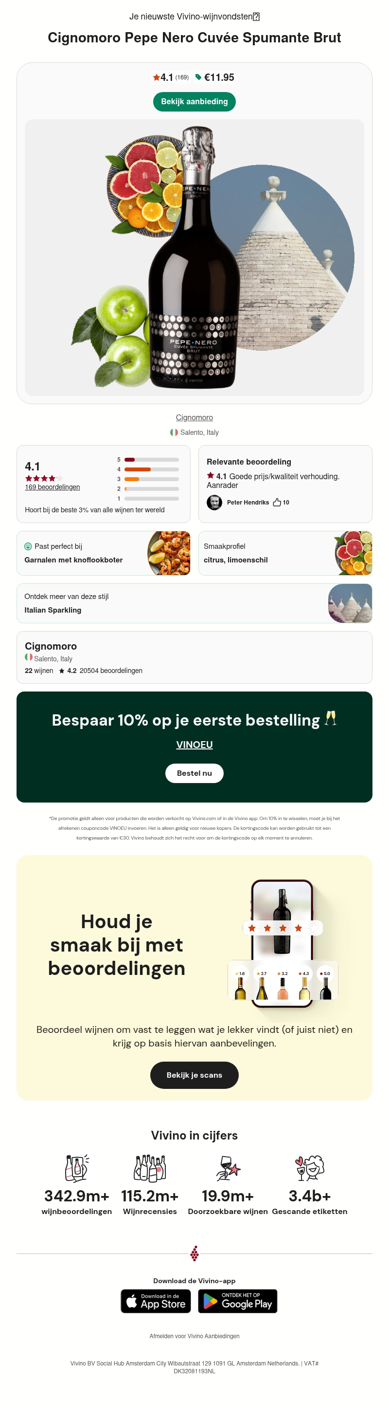 Deze Salento mousserende wijn is een Vivino favoriet! | Hoort bij de beste 3% van alle wijnen ter wereld Deze Salento mousserende wijn is een Vivino favoriet! | Hoort bij de beste 3% van alle wijnen ter wereld