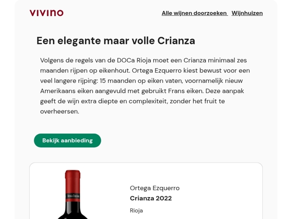 Karaktervolle Rioja Crianza van meer dan 70 jaar oude stokken