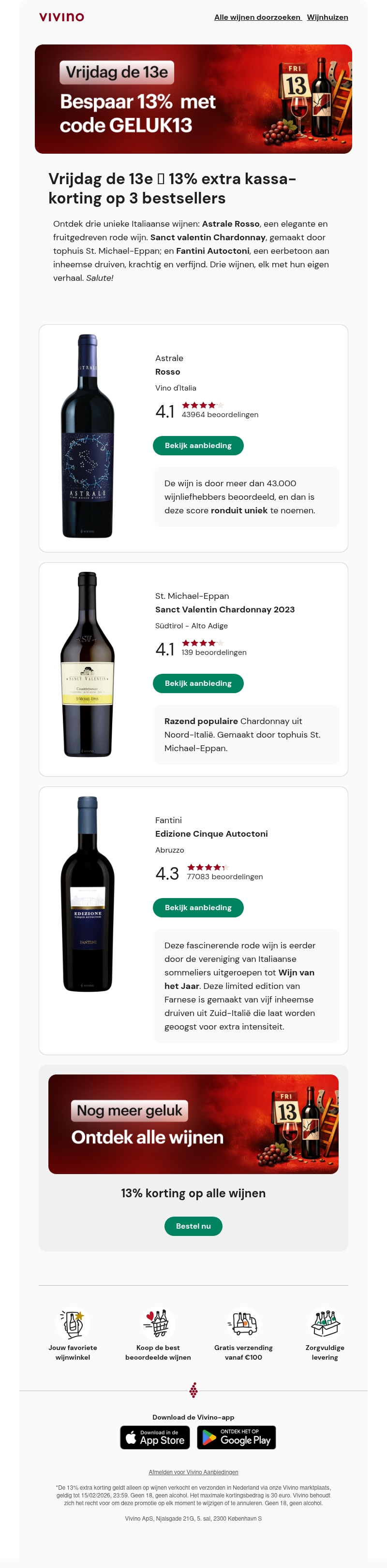 Vrijdag de 13e: 13% extra kassa-korting op 3 bestsellers Vrijdag de 13e: 13% extra kassa-korting op 3 bestsellers