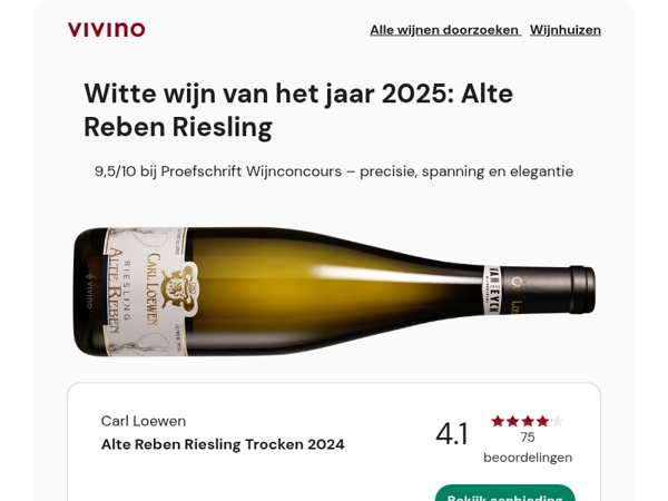 Witte wijn van het jaar 2025 – Alte Reben Riesling met 9,5/10