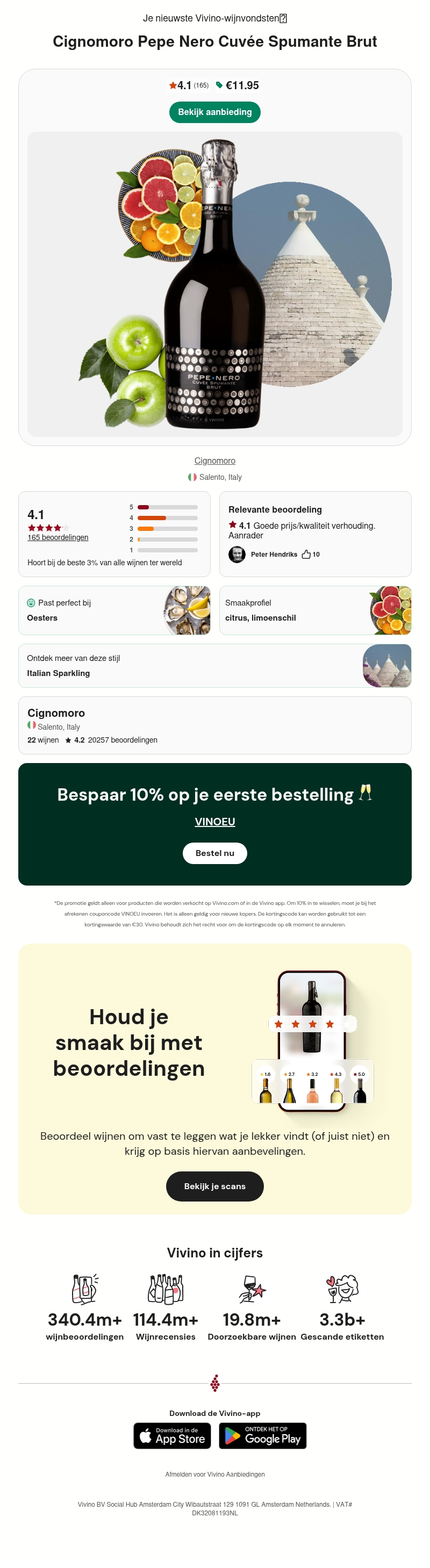 Deze Salento mousserende wijn is een Vivino favoriet! | Hoort bij de beste 3% van alle wijnen ter wereld Deze Salento mousserende wijn is een Vivino favoriet! | Hoort bij de beste 3% van alle wijnen ter wereld