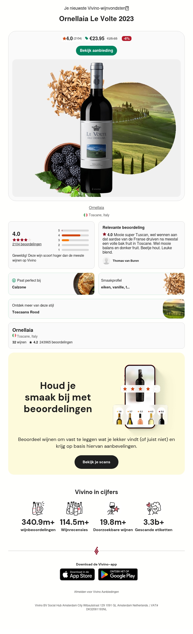 Geselecteerd speciaal voor jou: Een 4 ⭐ Toscane rode wijn voor 23.95€ Geselecteerd speciaal voor jou: Een 4 ⭐ Toscane rode wijn voor 23.95€