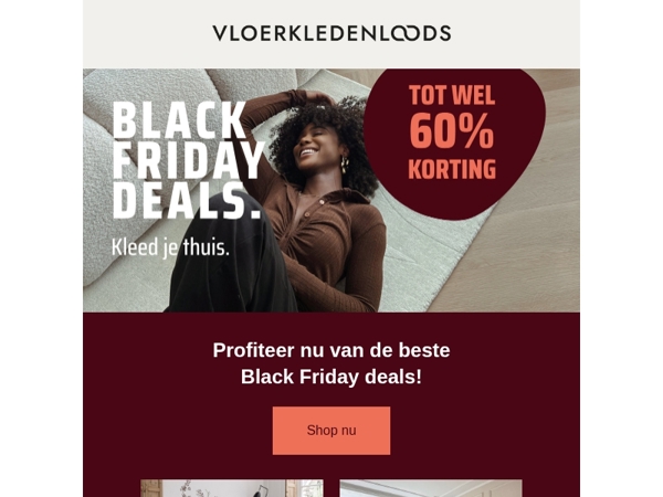 Black Friday deals bij Vloerkledenloods: pak nu je extra korting