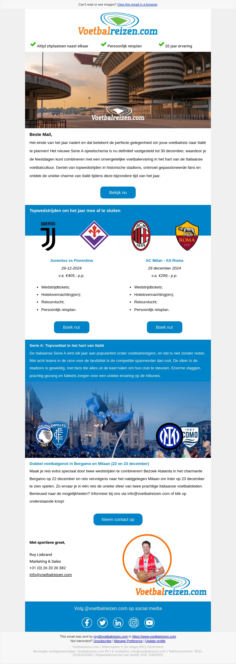 ⚽ Sluit het jaar af met een voetbalreis naar Italië! ⚽ Sluit het jaar af met een voetbalreis naar Italië!