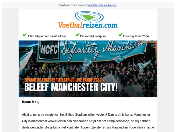 Naar Manchester City vanaf €134? Bekijk ons aanbod! ⚽