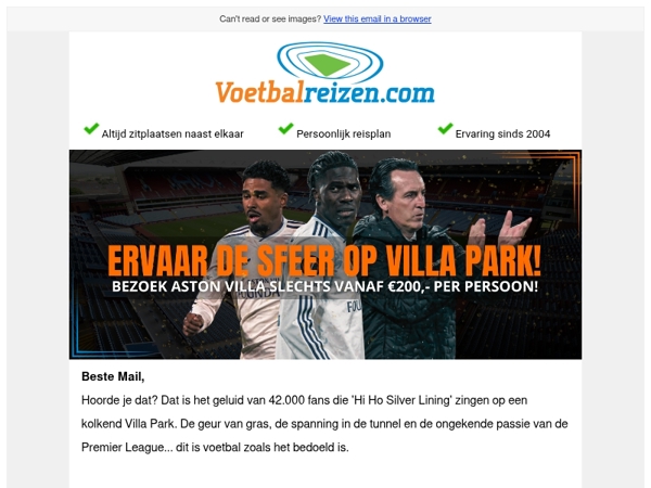 Proef de sfeer op Villa Park: Boek je reis vanaf €200!