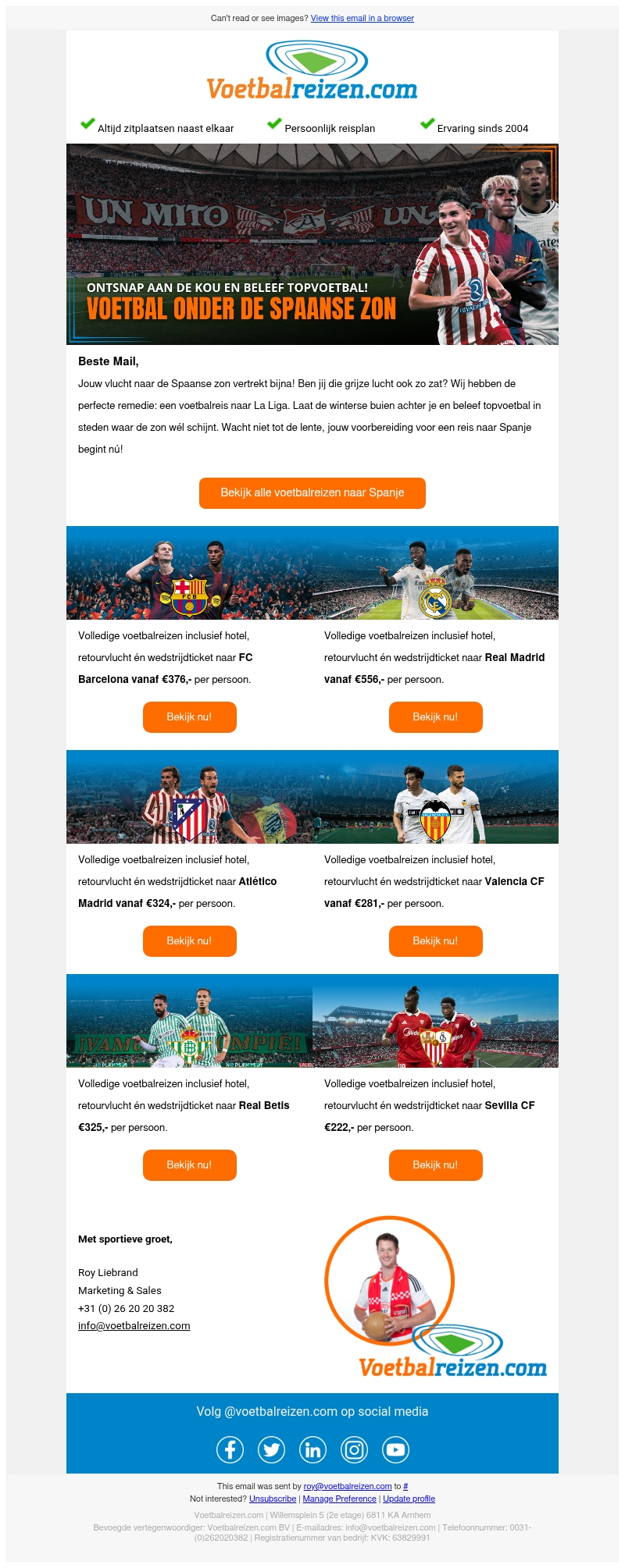 Ontsnap aan de kou: Ruil je muts in voor Spaans voetbal onder de zon Ontsnap aan de kou: Ruil je muts in voor Spaans voetbal onder de zon