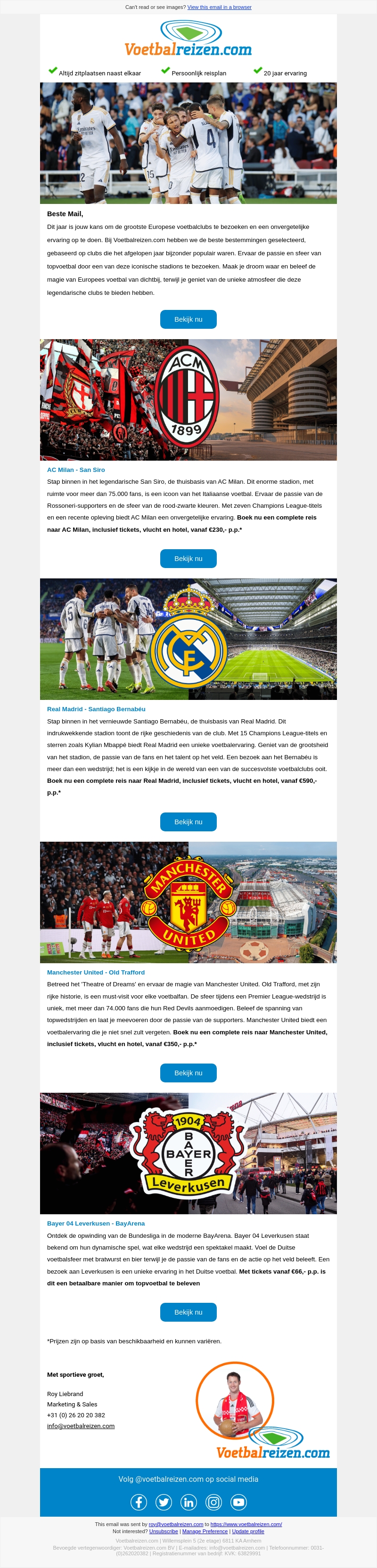 Bezoek de grootste Europese voetbalclubs ⚽ Bezoek de grootste Europese voetbalclubs ⚽