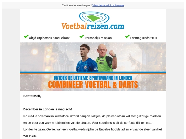 Londen wacht op jou: voetbal en darts in december ⚽🎯