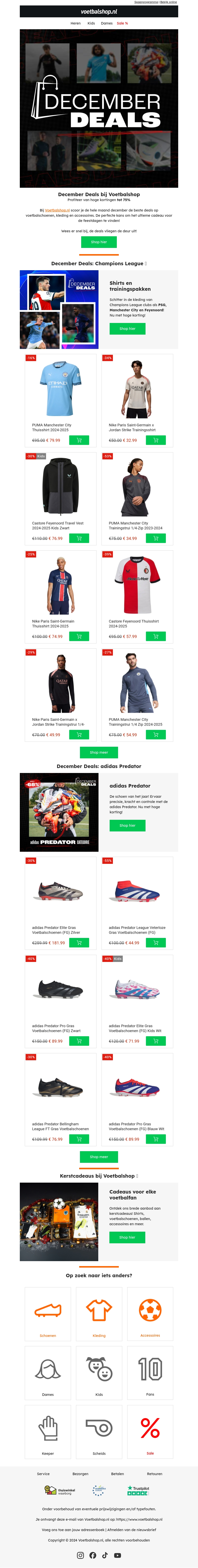 December Deals bij Voetbalshop! December Deals bij Voetbalshop!