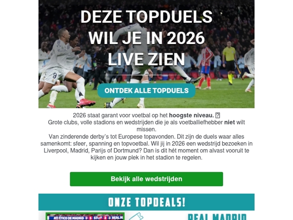 🏟️ Dit zijn de wedstrijden om naar uit te kijken in 2026