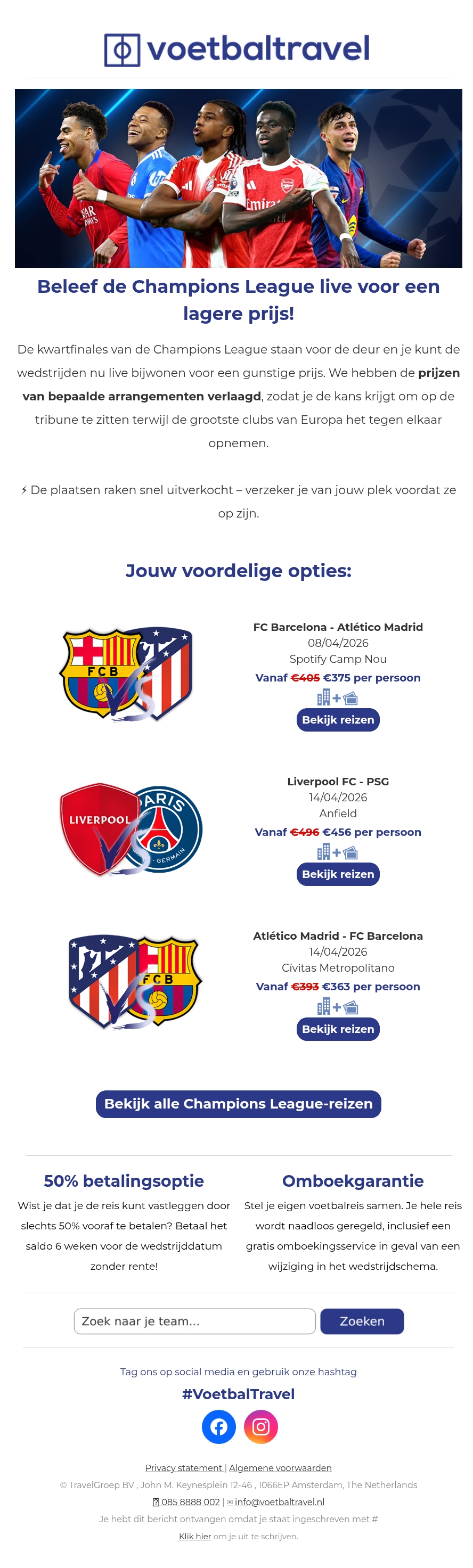 🏆 Aanbieding Champions League-kwartfinales 🏆 Aanbieding Champions League-kwartfinales