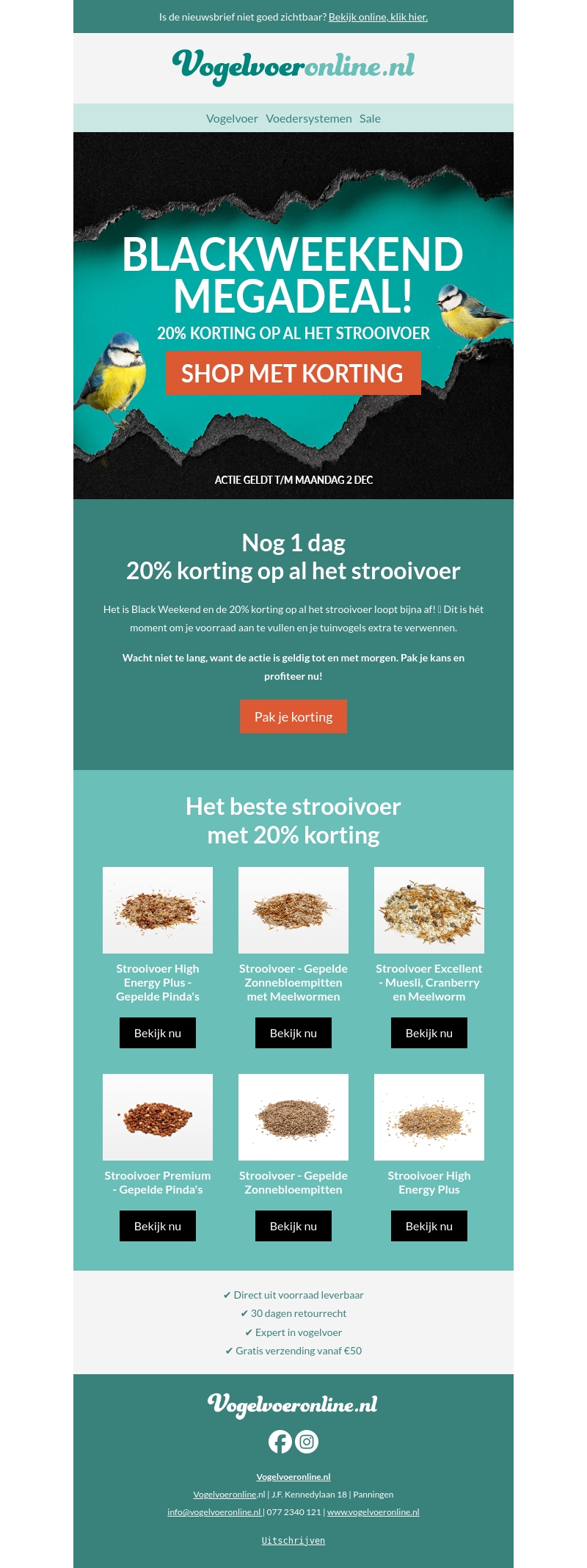 🖤 Nog 1 dag: 20% korting op al het strooivoer! 🖤 🖤 Nog 1 dag: 20% korting op al het strooivoer! 🖤