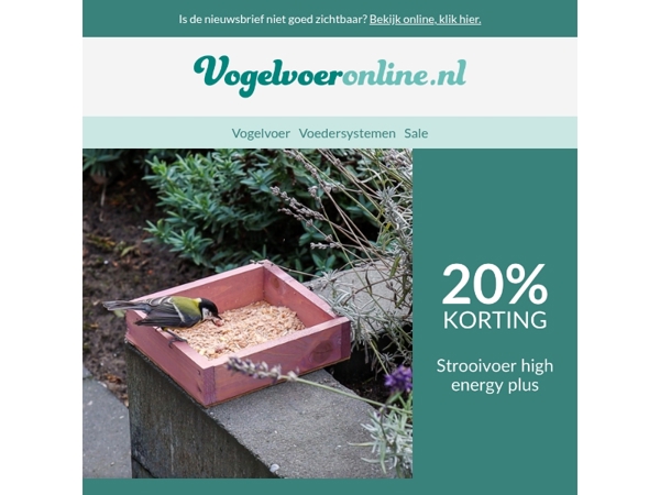 20% korting op strooivoer high energy plus!