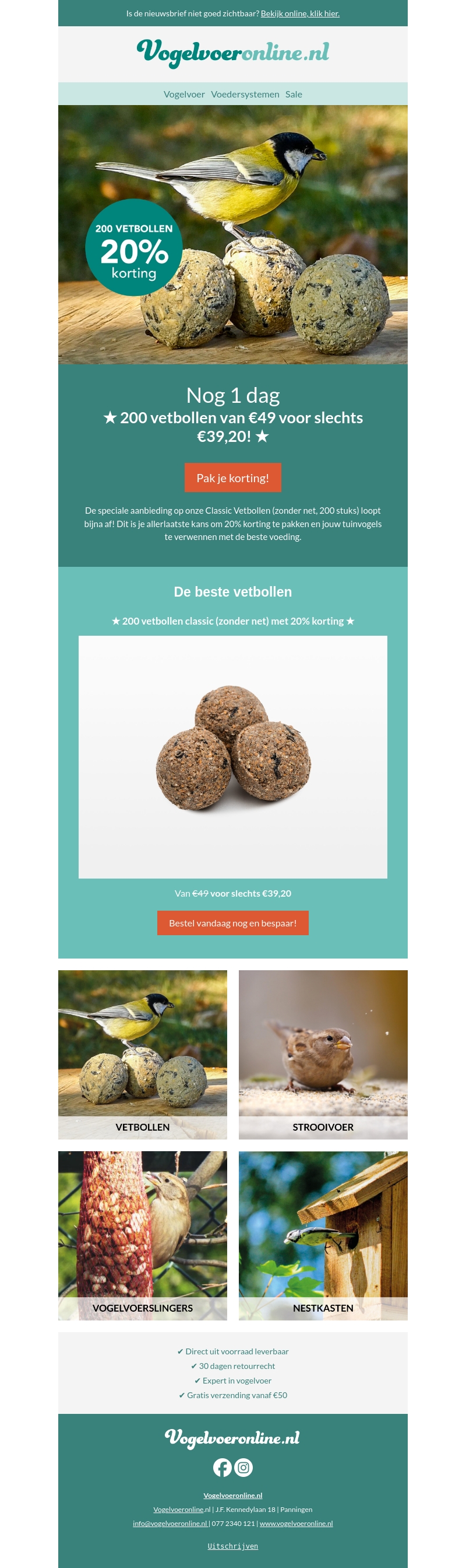 Nog 1 dag: 20% korting op vetbollen! ⭐️ Nog 1 dag: 20% korting op vetbollen! ⭐️