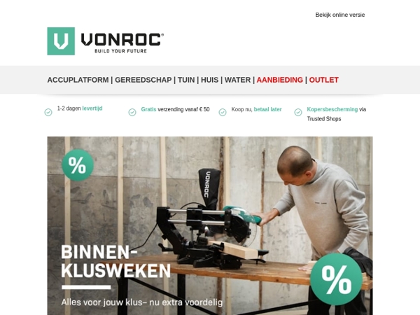 Binnenklusweken zijn gestart, shop nu met korting! 🛠️