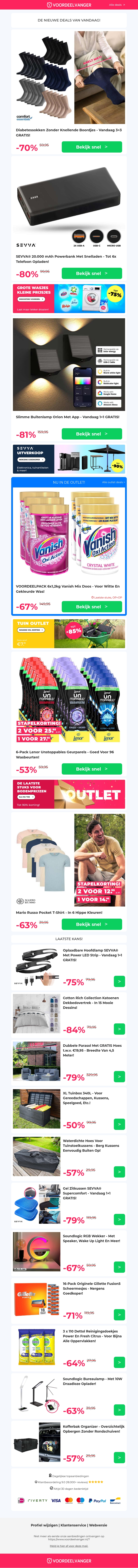 βοΈ 3+3 GRATIS Diabatessokken: Knelt Niet! / Powerbank 20.000 mAh / Slimme Buitenlamp 1+1 / Lenor Geurparels / T-Shirt βοΈ 3+3 GRATIS Diabatessokken: Knelt Niet! / Powerbank 20.000 mAh / Slimme Buitenlamp 1+1 / Lenor Geurparels / T-Shirt