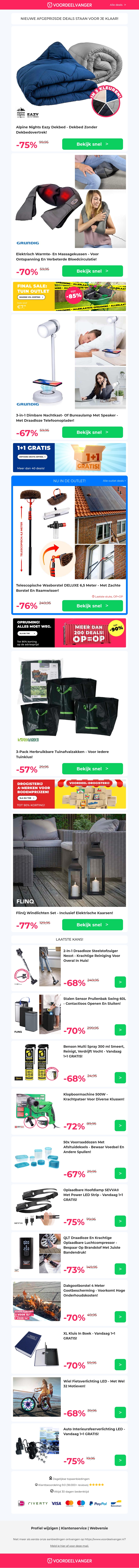 π¨ -80% Korting: Eazy Dekbed (Nieuwe Stock!) / Warmte- En Massagekussen / 3-In-1 Dimbare Lamp / Tuinafvalzakken / Windlichten Set π¨ -80% Korting: Eazy Dekbed (Nieuwe Stock!) / Warmte- En Massagekussen / 3-In-1 Dimbare Lamp / Tuinafvalzakken / Windlichten Set