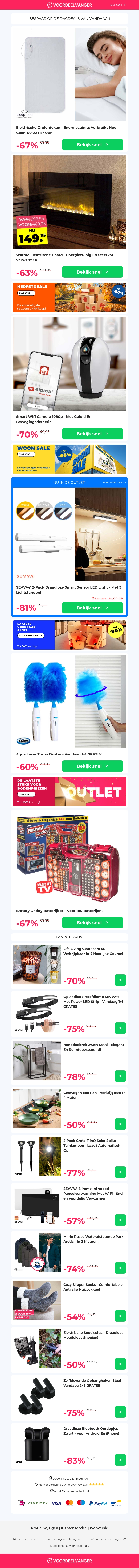 ✉️ Nieuwe AANBIEDINGEN: Elektrische Deken -67% / Elektrische Haard / Wifi Camera / Turbo Duster 1+1 / Batterijbox ✉️ Nieuwe AANBIEDINGEN: Elektrische Deken -67% / Elektrische Haard / Wifi Camera / Turbo Duster 1+1 / Batterijbox