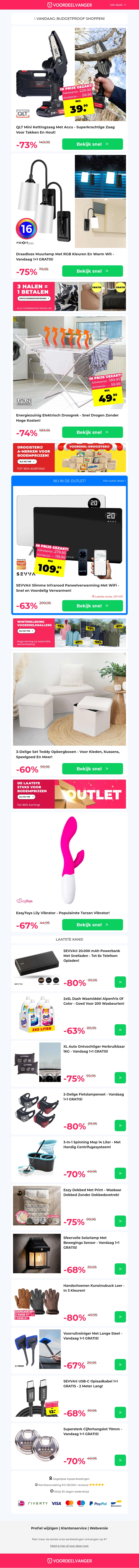 π¨πͺ -73% KORTING: Accu Kettingzaag / Draadloze Muurlamp 1+1 Gratis / Elektrisch Droogrek / Teddy Opbergboxen / EasyToys Lily π¨πͺ -73% KORTING: Accu Kettingzaag / Draadloze Muurlamp 1+1 Gratis / Elektrisch Droogrek / Teddy Opbergboxen / EasyToys Lily