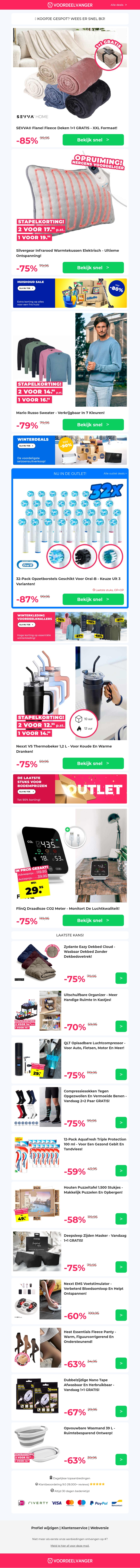 π 1+1 GRATIS: Superzacht Flanel Deken / Infrarood Warmtekussen / Mario Russo Sweater / Thermobeker / CO2 Meter π 1+1 GRATIS: Superzacht Flanel Deken / Infrarood Warmtekussen / Mario Russo Sweater / Thermobeker / CO2 Meter