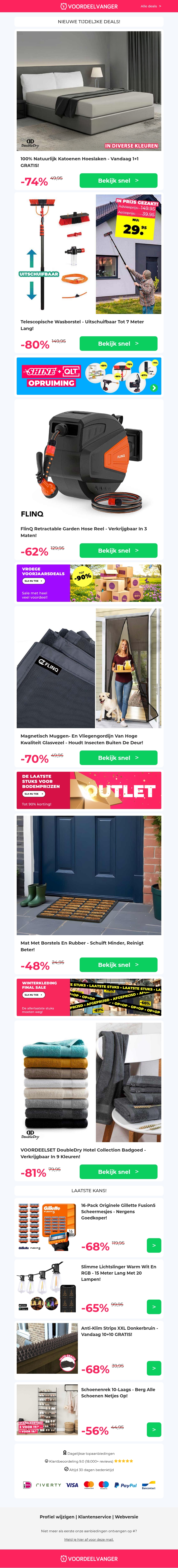 1+1 GRATIS Natuurlijke Hoeslakens / Wasborstel (Beste Voorjaarsdeal!) / Tuinslang / Vliegengordijn / Mat Met Borstels 1+1 GRATIS Natuurlijke Hoeslakens / Wasborstel (Beste Voorjaarsdeal!) / Tuinslang / Vliegengordijn / Mat Met Borstels