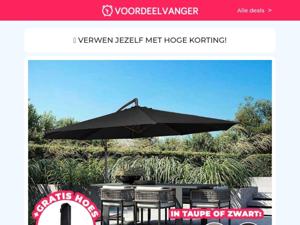 ☀️⛱️ 73% KORTING: Zweefparasol + Gratis Hoes / Bladeless Ventilator / Bamboe Boxers / Elektrische Brander / Lage Sokken