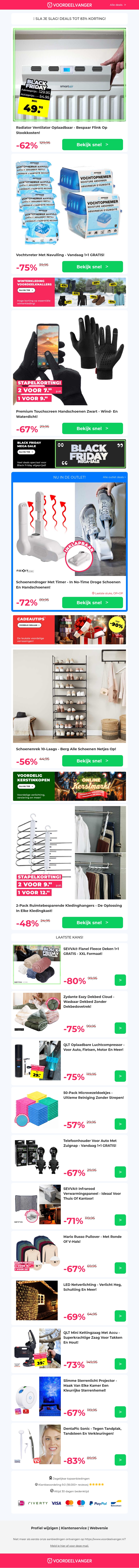 Black Friday Voordeelalarm π¨ Radiator Ventilator -62% / Vochtvreter 1+1 / Waterdichte Handschoenen / Schoenenrek / Kledinghangers Black Friday Voordeelalarm π¨ Radiator Ventilator -62% / Vochtvreter 1+1 / Waterdichte Handschoenen / Schoenenrek / Kledinghangers