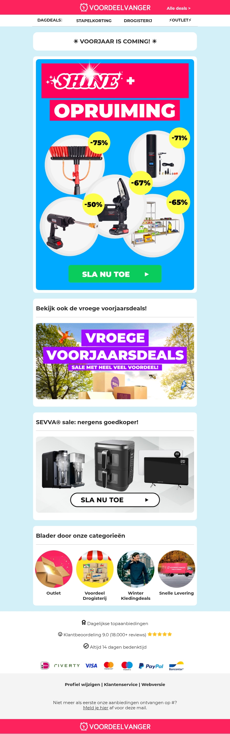 OPRUIMING Op Alle Voorjaarsartikelen van Shine en QLT! β OPRUIMING Op Alle Voorjaarsartikelen van Shine en QLT! β