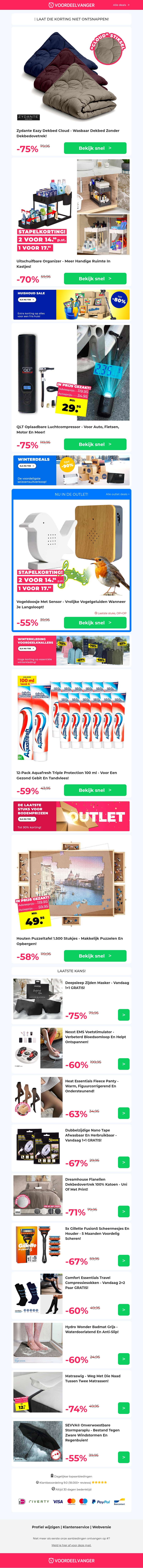 ☁️ Cloud Eazy Dekbed -75% KORTING / Uitschuifbare Organizer / Accu Luchtcompressor / 12-Pack Aquafresh ☁️ Cloud Eazy Dekbed -75% KORTING / Uitschuifbare Organizer / Accu Luchtcompressor / 12-Pack Aquafresh