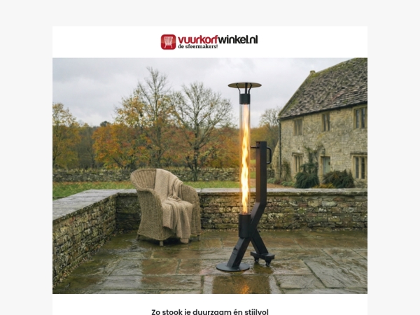 Stijlvol verwarmen zonder rook, gas of elektra