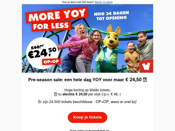 🎢 Walibi tickets voor maar € 24,50