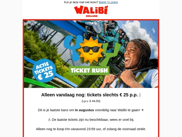 ⏳ Laatste kans: Walibi voor € 25!