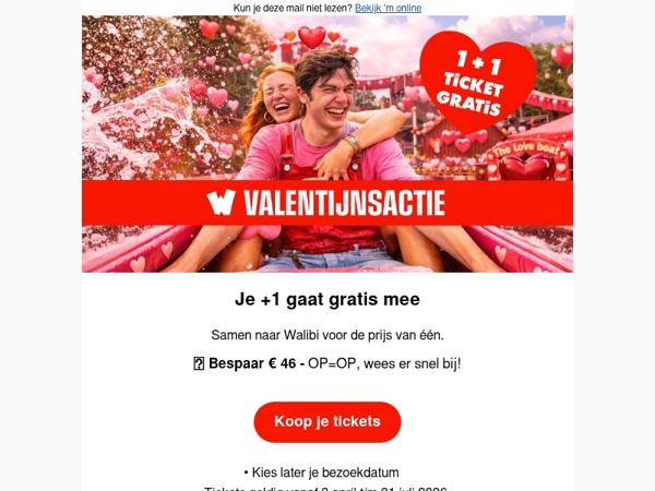 1+1 ticket gratis – Valentijnsactie ❤️