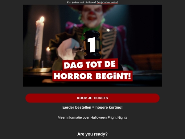 Nog 1️⃣ dag tot Halloween Fright Nights