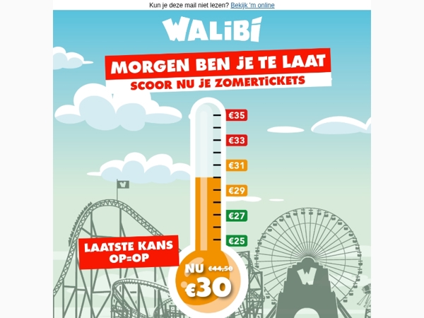 🔥 Vandaag laatste kans: jouw Walibi ticket voor €30!